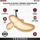 REV A SHELF : Two-Tier Craftsman Collection Maple Girasolo w/ Soft-Close and Black Accents for Left Opening/Blind Right Corner Cabinet - 15" Opening