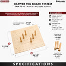 REV A SHELF : Wood Trim-to-Fit Drawer Peg Board Insert with Wooden Pegs