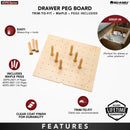 REV A SHELF : Wood Trim-to-Fit Drawer Peg Board Insert with Wooden Pegs