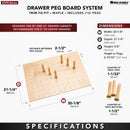 REV A SHELF : Wood Trim-to-Fit Drawer Peg Board Insert with Wooden Pegs