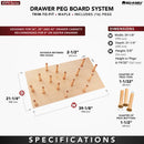 REV A SHELF : Wood Trim-to-Fit Drawer Peg Board Insert with Wooden Pegs