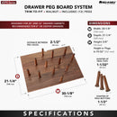 REV A SHELF : Walnut Trim-to-Fit Drawer Peg Board Insert with Wooden Pegs