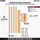 REV A SHELF : (4) 19-11/16” x 7/8” Wood Pilaster System Uprights - 2 Pilaster hdw sets