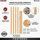 REV A SHELF : (4) 19-11/16” x 1-1/8” Wood Pilaster System Uprights - 2 Pilaster hdw sets