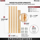 REV A SHELF : (4) 19-11/16” x 1-1/8” Wood Pilaster System Uprights - 2 Pilaster hdw sets