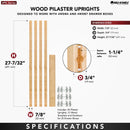 REV A SHELF : (4) 27-¼” x 7/8” Wood Pilaster System Uprights - 3 Pilaster hdw sets