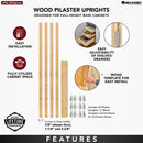 REV A SHELF : (4) 27-¼” x 1-1/8” Wood Pilaster System Uprights - 3 Pilaster Hdw sets