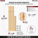 REV A SHELF : (4) 27-¼” x 1-1/8” Wood Pilaster System Uprights - 3 Pilaster Hdw sets