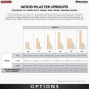 REV A SHELF : (4) 27-1/4" x 2-3/8" Wood pilaster system uprights - 3 Pilaster hdw sets