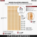 REV A SHELF : (8) stackable 27-¼” x 1-1/8” Wood Pilaster System Uprights - 5 Pilaster hdw sets