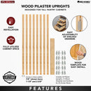 REV A SHELF : (8) stackable 27-¼” x 2-3/8” Wood Pilaster System Uprights- 5 Pilaster hdw sets