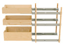 REV A SHELF : Natural Maple Pilaster Kit w/ BLUM Soft-Close for 18" Full-Height Base (2) Standard and (1) Tall Drawer Box, 27-1/4 x 1-1/8" Uprights