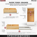 REV A SHELF : Natural Maple Paper Towel Drawer System w/ BLUM Soft-Close Slides for 18” Base Cabinets