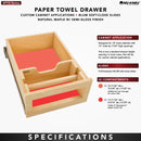 REV A SHELF : Natural Maple Paper Towel Drawer System w/ BLUM Soft-Close Slides for 18” Base Cabinets