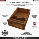 REV A SHELF : Walnut Paper Towel Drawer System w/o Slides for 18” Base Cabinets