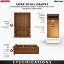 REV A SHELF : Walnut Paper Towel Drawer System w/o Slides for 18” Base Cabinets