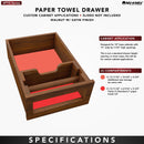 REV A SHELF : Walnut Paper Towel Drawer System w/o Slides for 18” Base Cabinets