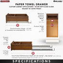 REV A SHELF : Walnut Paper Towel Drawer System w/ BLUM Soft-Close Slides for 18” Base Cabinets