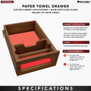 REV A SHELF : Walnut Paper Towel Drawer System w/ BLUM Soft-Close Slides for 18” Base Cabinets