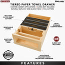 REV A SHELF : Natural Maple Paper Towel and Foil Wrap Tiered Drawer System w/o Slides for 18” Base Cabinets