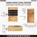 REV A SHELF : Natural Maple Paper Towel and Foil Wrap Tiered Drawer System w/o Slides for 18” Base Cabinets