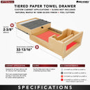REV A SHELF : Natural Maple Paper Towel and Foil Wrap Tiered Drawer System w/o Slides for 18” Base Cabinets
