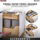 REV A SHELF : Natural Maple Paper Towel and Foil Wrap Tiered Drawer System w/ BLUM Soft-Close Slides for 18” Base Cabinets