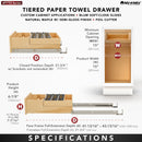 REV A SHELF : Natural Maple Paper Towel and Foil Wrap Tiered Drawer System w/ BLUM Soft-Close Slides for 18” Base Cabinets