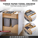 REV A SHELF : Walnut Paper Towel and Foil Wrap Tiered Drawer System w/o Slides for 18” Base Cabinets