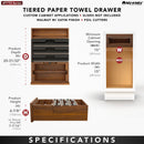 REV A SHELF : Walnut Paper Towel and Foil Wrap Tiered Drawer System w/o Slides for 18” Base Cabinets