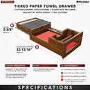 REV A SHELF : Walnut Paper Towel and Foil Wrap Tiered Drawer System w/o Slides for 18” Base Cabinets
