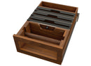 REV A SHELF : Walnut Paper Towel and Foil Wrap Tiered Drawer System w/ BLUM Soft-Close Slides for 18" Base Cabinets