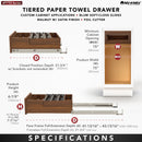 REV A SHELF : Walnut Paper Towel and Foil Wrap Tiered Drawer System w/ BLUM Soft-Close Slides for 18" Base Cabinets