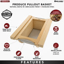 REV A SHELF : Natural Maple/Stainless-Steel Produce Basket for 15” Base Cabinets