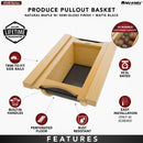 REV A SHELF : Natural Maple/Black Produce Basket for 15” Base Cabinets