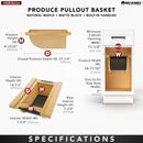REV A SHELF : Natural Maple/Black Produce Basket for 15” Base Cabinets