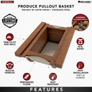 REV A SHELF : Walnut/Stainless-Steel Produce Basket for 15” Base Cabinets