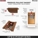 REV A SHELF : Walnut/Stainless-Steel Produce Basket for 15” Base Cabinets