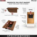 REV A SHELF : Walnut/Black Produce Basket for 15” Base Cabinets