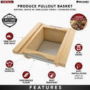 REV A SHELF : Natural Maple/Stainless-Steel Produce Basket for 18” Base Cabinets