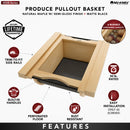 REV A SHELF : Natural Maple/Black Produce Basket for 18” Base Cabinets