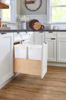 REV A SHELF : Wood Bottom Mount Pullout Waste Container w/ Soft-Close