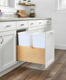 REV A SHELF : Wood Bottom Mount Pullout Waste Container w/ Soft-Close
