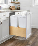 REV A SHELF : Wood Bottom Mount Pullout Waste Container w/ Soft-Close