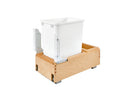 REV A SHELF : Single White 35 Qt. Maple Bottom Mount Pullout Waste Container
