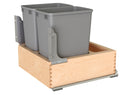 REV A SHELF : Double Silver 32 Qt. Maple Bottom Mount Pullout Waste Container w/ (1) Lid and BLUM Soft-Close Slides