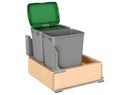 REV A SHELF : Double Silver 32 Qt. Maple Bottom Mount Pullout Waste Container w/ (1) Lid and BLUM Soft-Close Slides