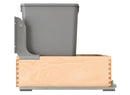REV A SHELF : Double Silver 32 Qt. Maple Bottom Mount Pullout Waste Container w/ (1) Lid and BLUM Soft-Close Slides