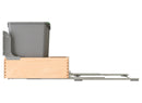 REV A SHELF : Double Silver 32 Qt. Maple Bottom Mount Pullout Waste Container w/ (1) Lid and BLUM Soft-Close Slides