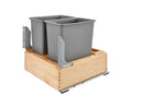 REV A SHELF : Double Silver 30 Qt. Maple Bottom Mount Pullout Waste Container w/ BLUM Soft-Close Slides
